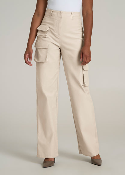 High-Waist Flat Front Cargo Pants for Tall Women American Tall