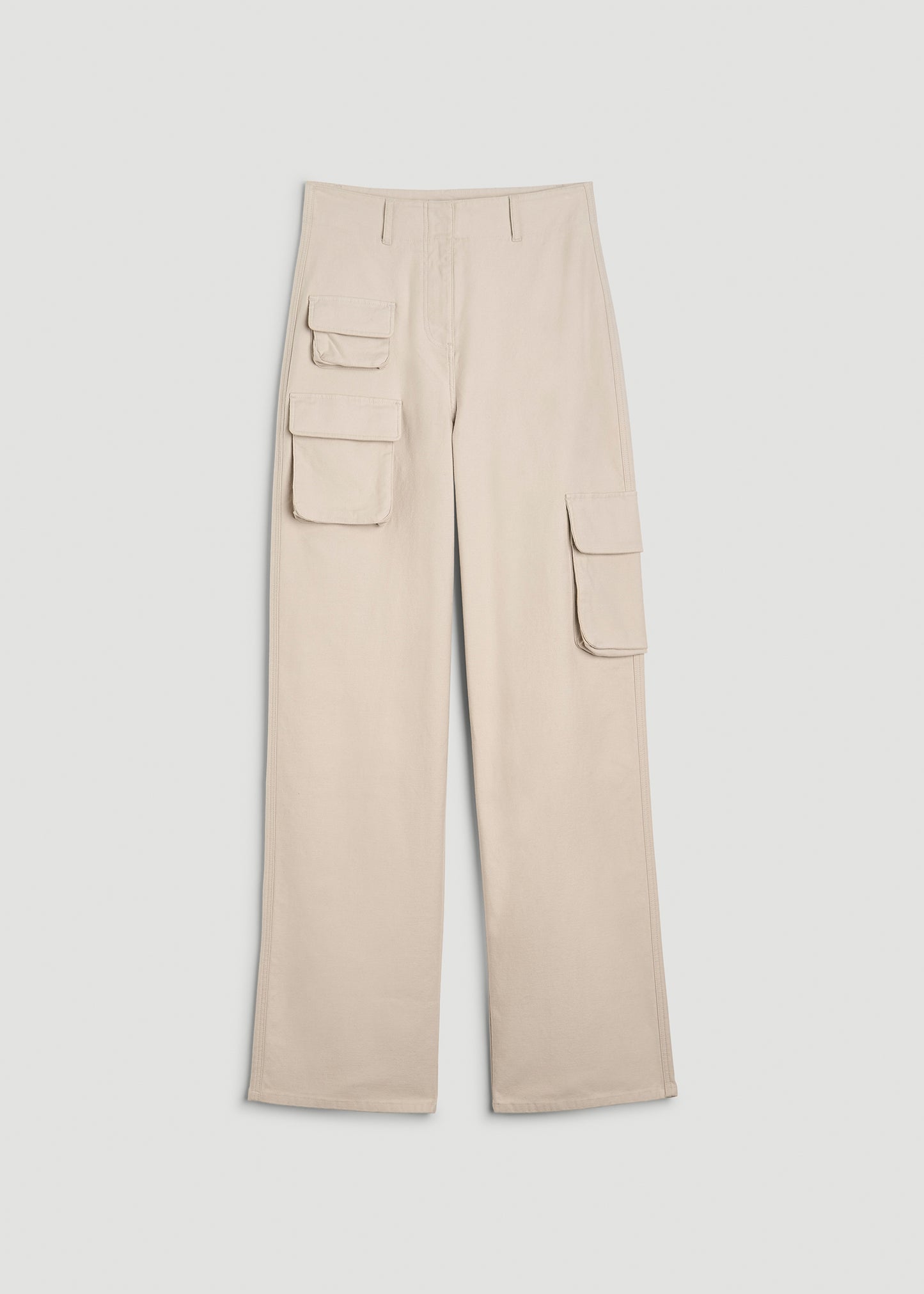 High-Waist Flat Front Cargo Pants for Tall Women in Stone