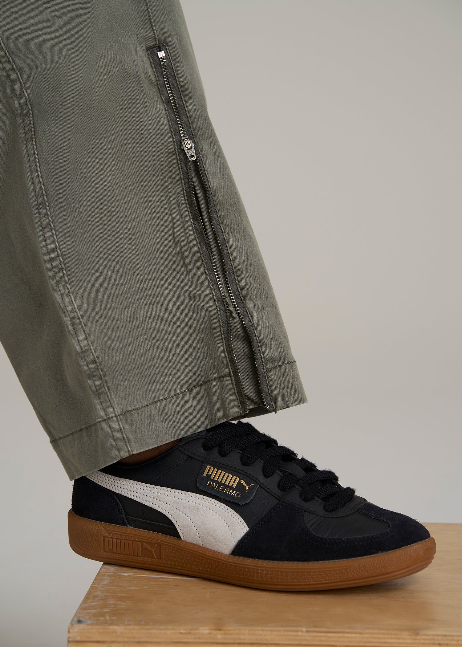 High Rise Garment Dyed Baggy Cargo Pants for Tall Women in Camper Green