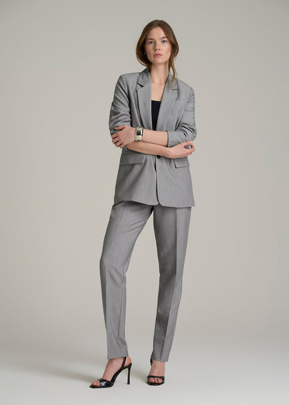 High Rise Pants with Darts for Tall Women in Ash Grey Mix