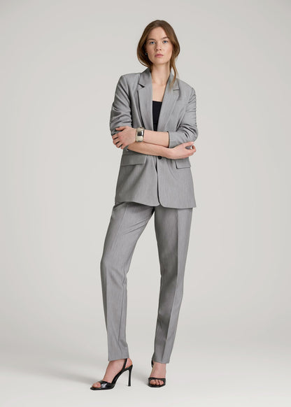 High Rise Pants with Darts for Tall Women in Ash Grey Mix