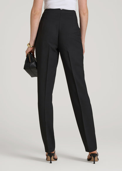 High Rise Pants with Darts for Tall Women in Black