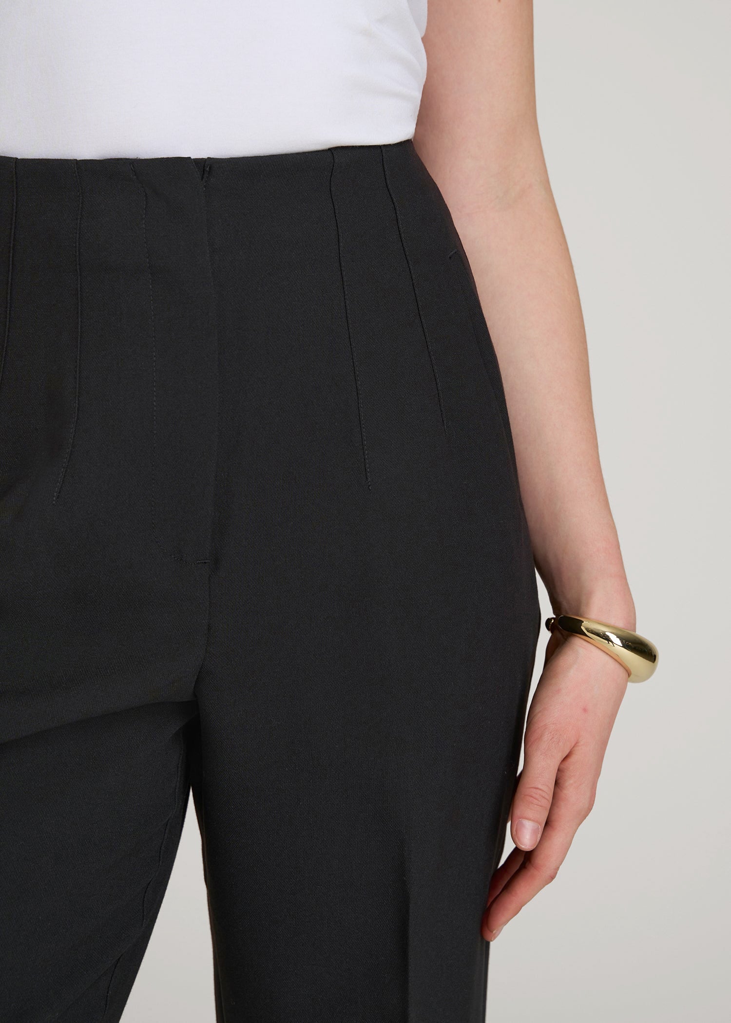 High Rise Pants with Darts for Tall Women in Black