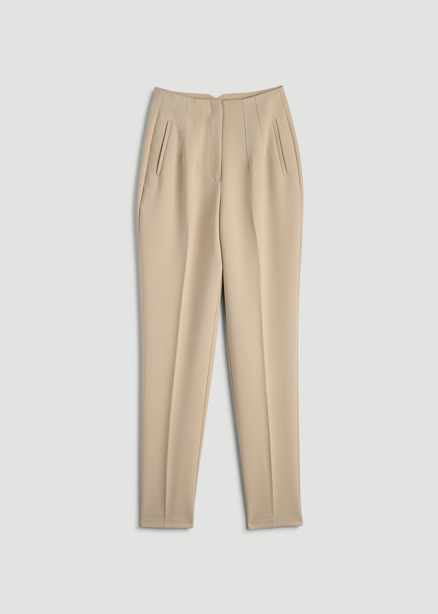 High Rise Pants with Darts for Tall Women in Light Camel