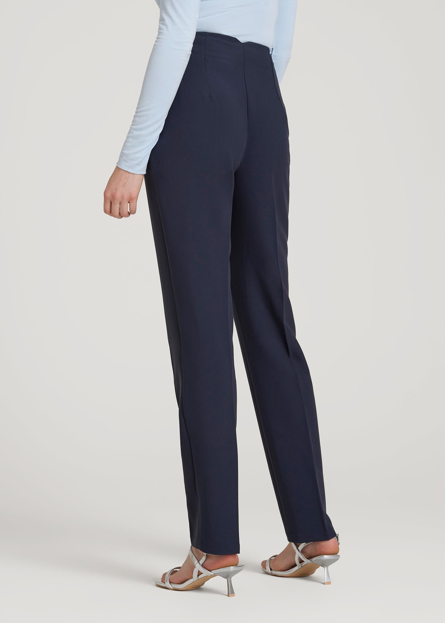 High Rise Pants with Darts for Tall Women in Navy