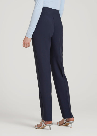 High Rise Pants with Darts for Tall Women in Navy