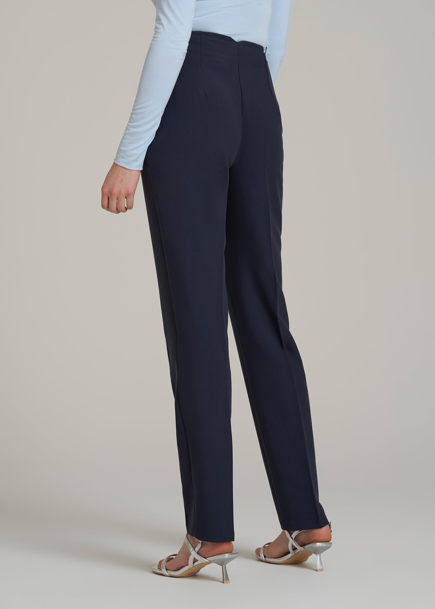 High Rise Pants with Darts for Tall Women in Navy
