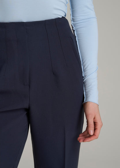 High Rise Pants with Darts for Tall Women in Navy