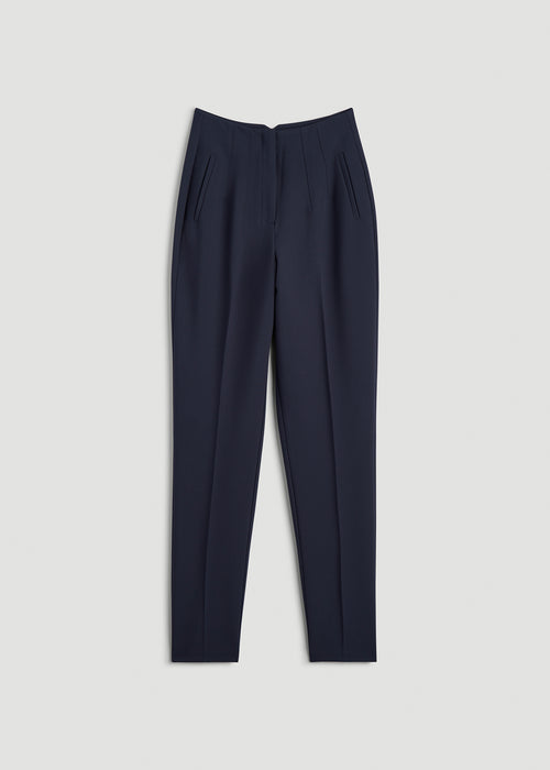 High Rise Pants with Darts for Tall Women in Navy