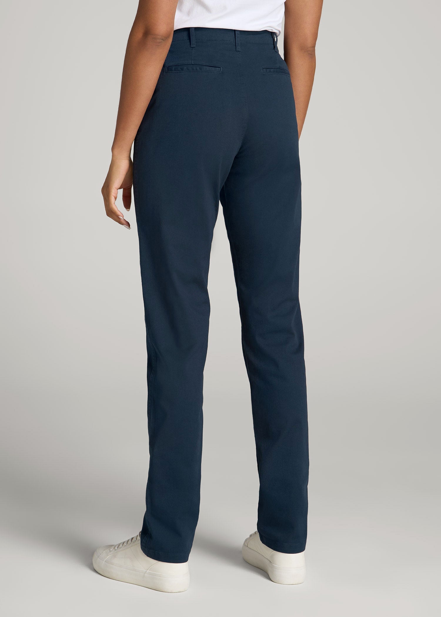 High Rise Tapered Chino Pants for Tall Women in Marine Navy
