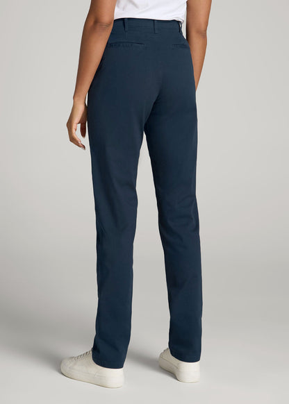 High Rise Tapered Chino Pants for Tall Women in Marine Navy