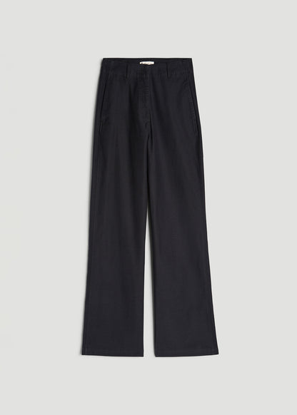High Rise Wide-Leg Flat Front Chino Pants for Tall Women in Black