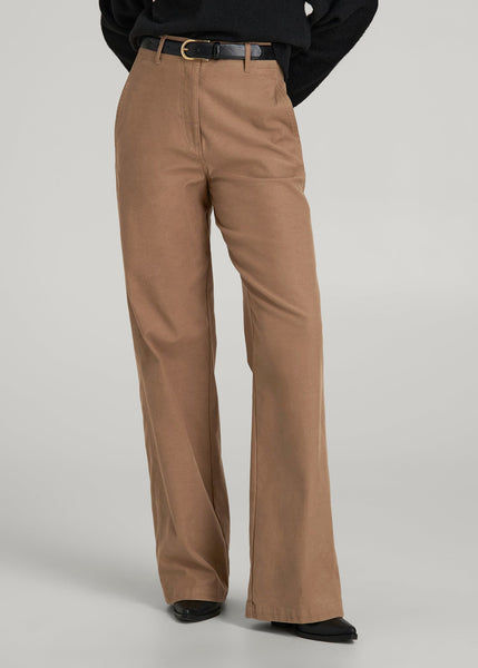 High Rise Wide Leg Flat Front Chino Pants for Tall Women
