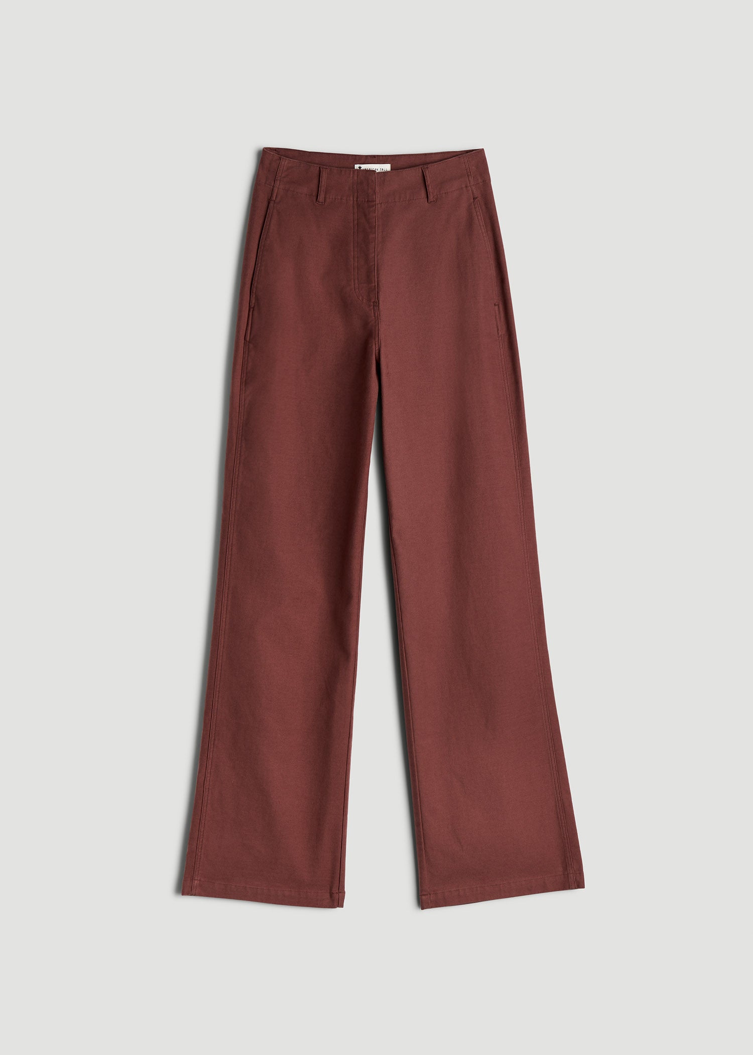 High Rise Wide-Leg Flat Front Chino Pants for Tall Women in Intense Rust