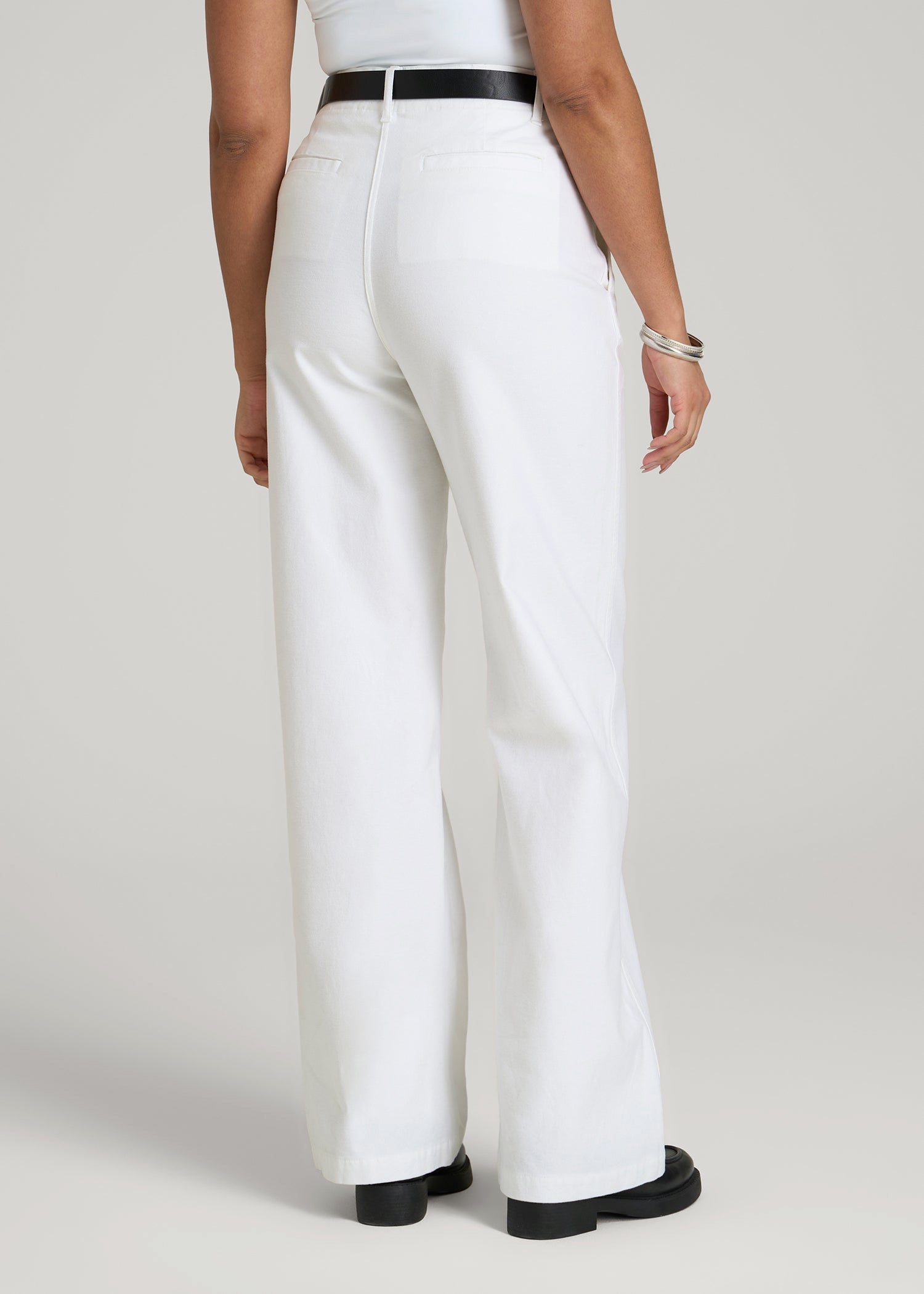 美品Gypsohila Stylish Chino Pants/White 36 High Rise Wide Leg Flat Front Chino Pants for Tall Women