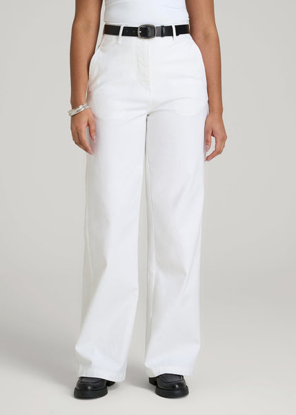 High Rise Wide Leg Flat Front Chino Pants for Tall Women