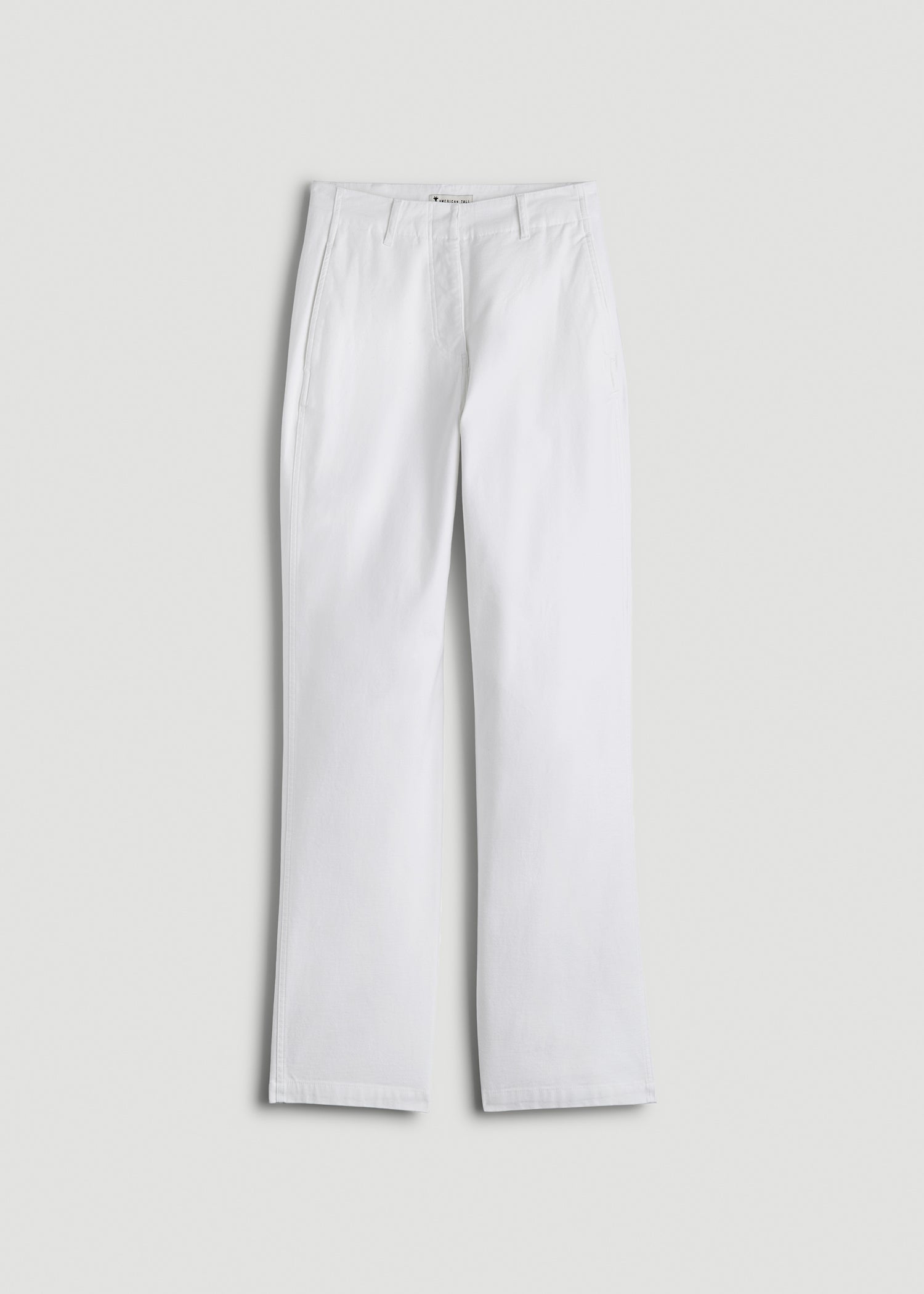 High Rise Wide-Leg Flat Front Chino Pants for Tall Women in White
