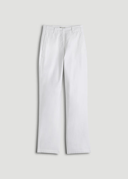 High Rise Wide-Leg Flat Front Chino Pants for Tall Women in White