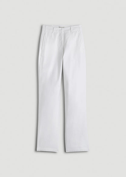 High Rise Wide Leg Flat Front Chinos for Tall Women in White