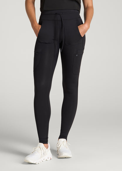 High Waisted Scrub Legging for Tall Women in Black