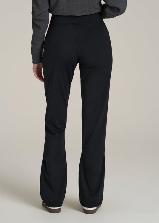 High Rise Pull On Mini Flare Pant for Tall Women in Black