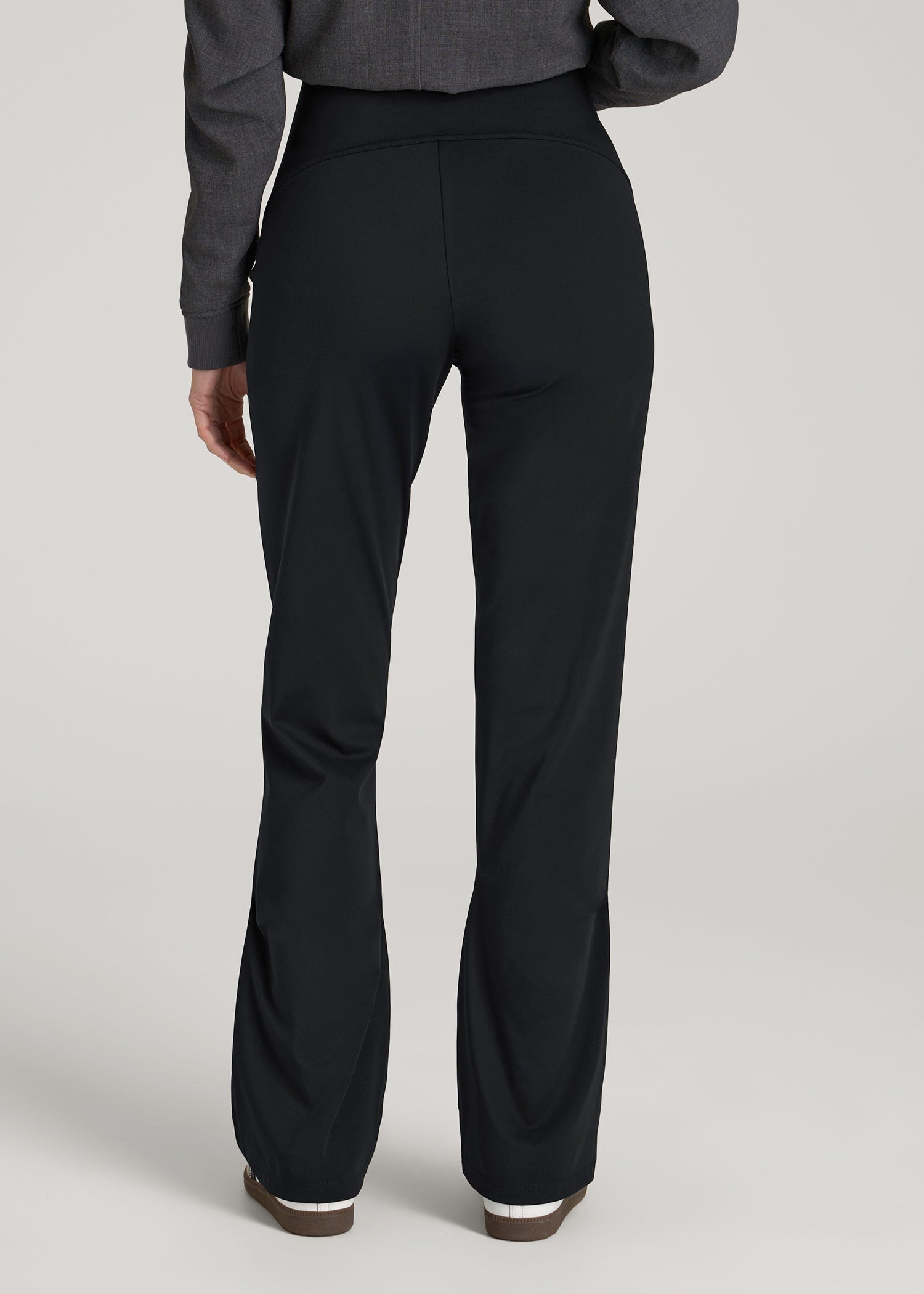 High Rise Pull On Mini Flare Pant for Tall Women in Black