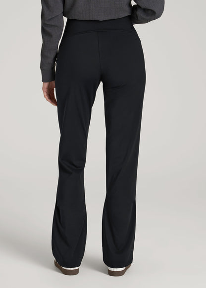 High Rise Pull On Mini Flare Pant for Tall Women in Black