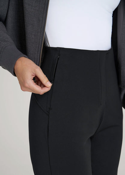 High Rise Pull On Mini Flare Pant for Tall Women in Black