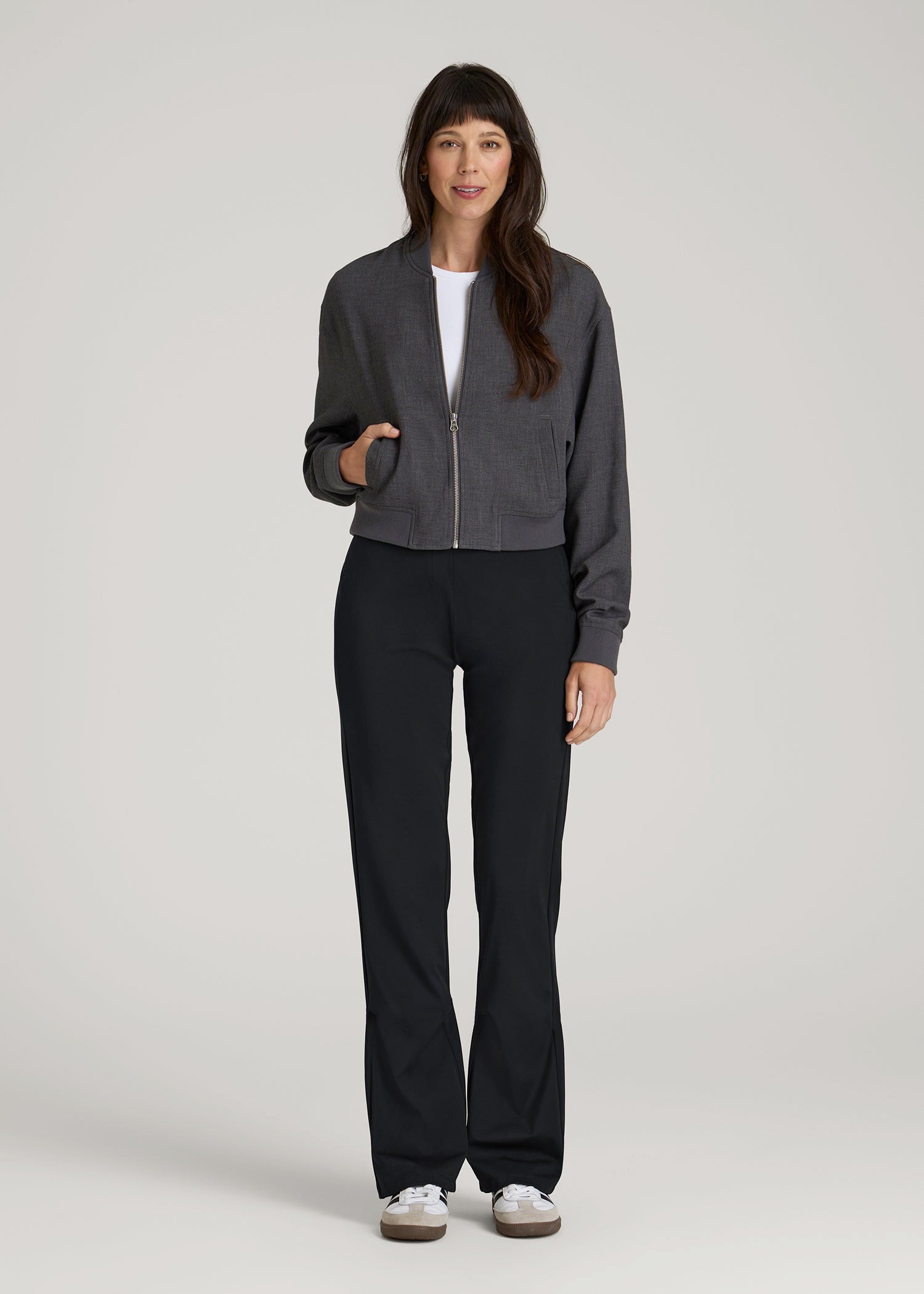 High Rise Pull On Mini Flare Pant for Tall Women in Black