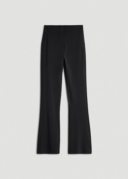 High Rise Pull On Mini Flare Pant for Tall Women in Black