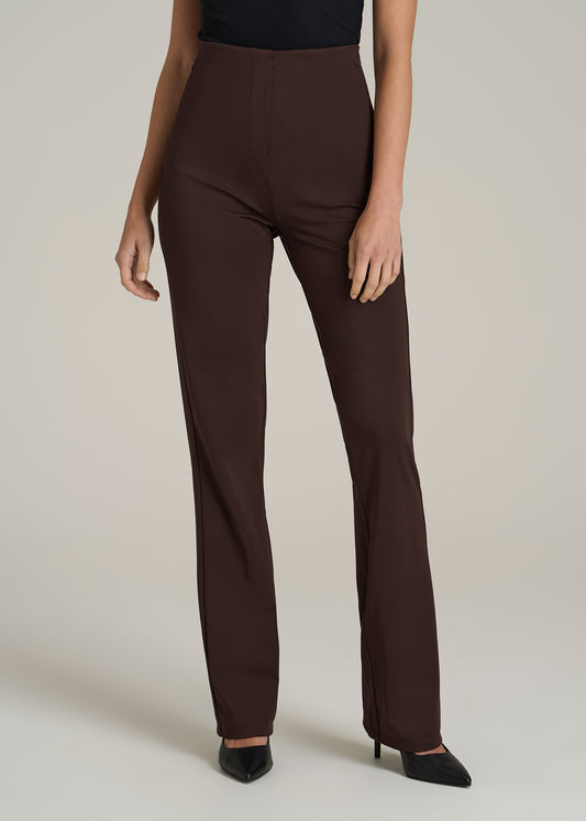 High Rise Pull On Mini Flare Pant for Tall Women in Espresso