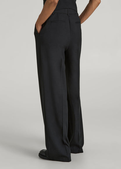 High-Rise Wide-Leg Pleated Dress Pants for Tall Women in Black 16 / Tall / Black High-Rise Wide-Leg Pleated Dress Pants for Tall Women in Black 16 / Tall / Black