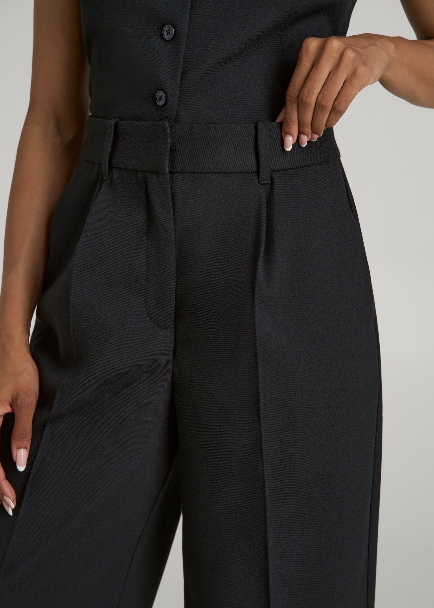 High-Rise Wide-Leg Pleated Dress Pants for Tall Women in Black 16 / Tall / Black