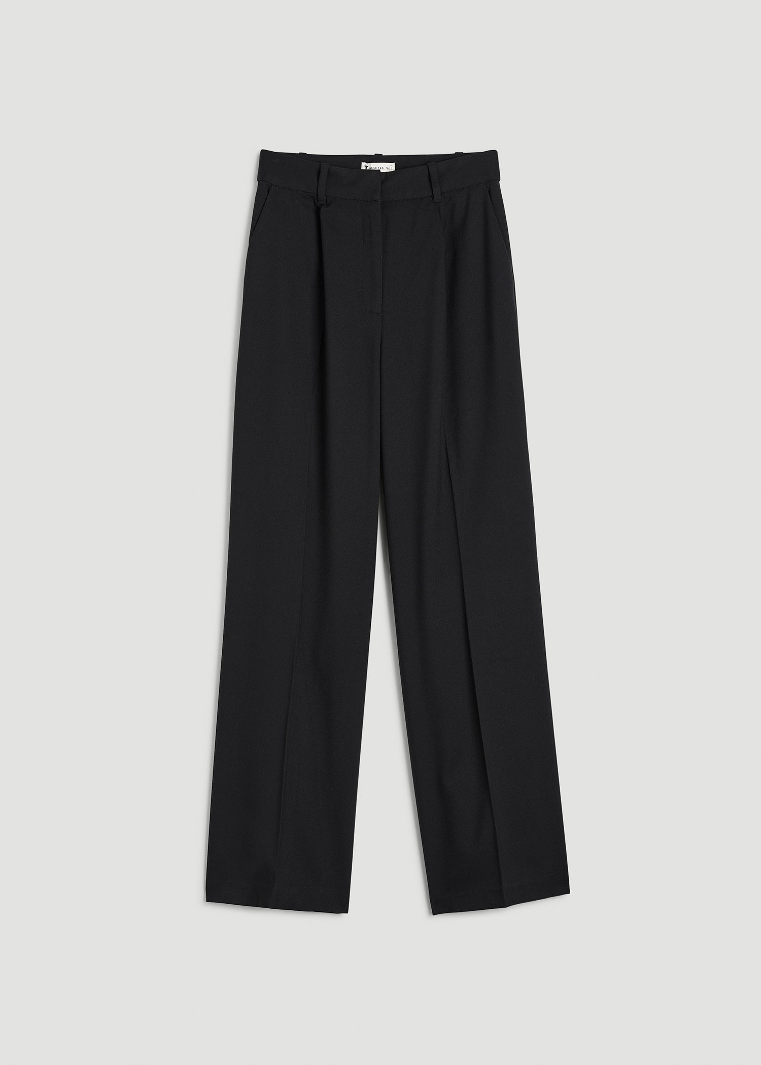 High-Rise Wide-Leg Pleated Dress Pants for Tall Women in Black