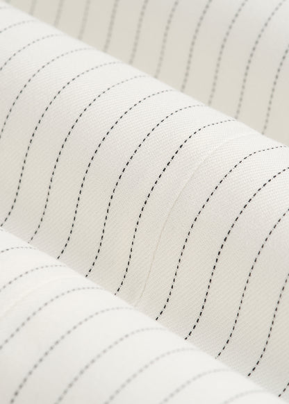 High-Rise Wide-Leg Pleated Dress Pants for Tall Women in Off White Pinstripe