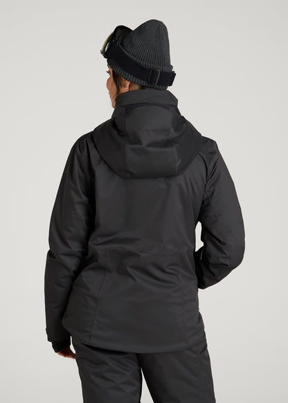 Insulated Ski Jacket for Tall Women in Black
