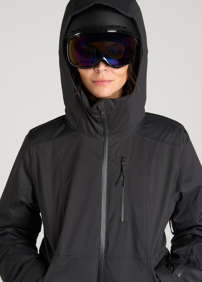 Insulated Ski Jacket for Tall Women in Black