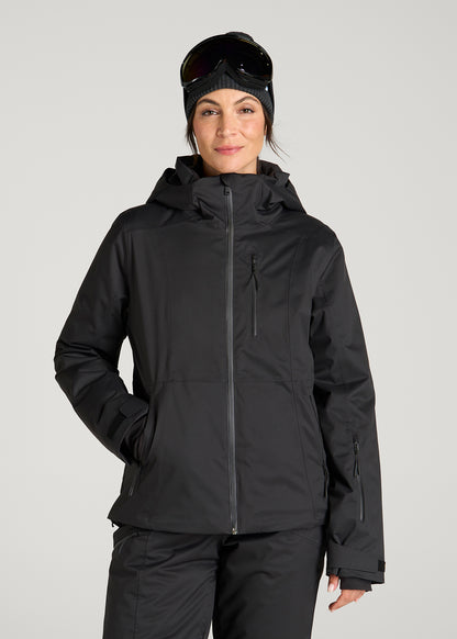 Insulated Ski Jacket for Tall Women in Black