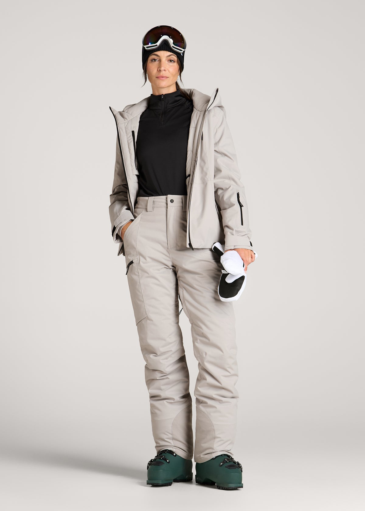 Insulated Ski Pants for Tall Women in Evergrey