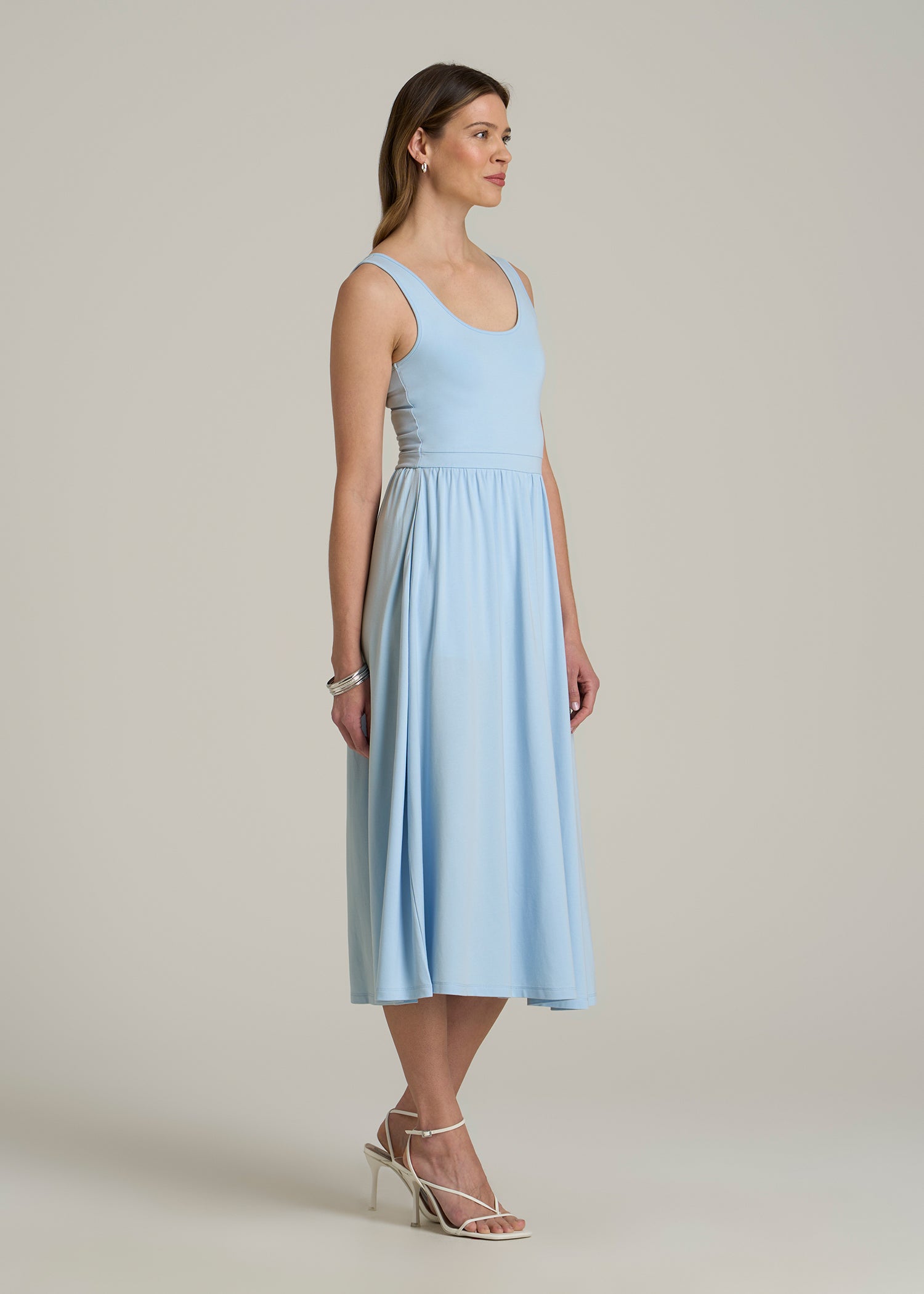 Jersey Tank Dress with Pockets for Tall Women in Ice Blue