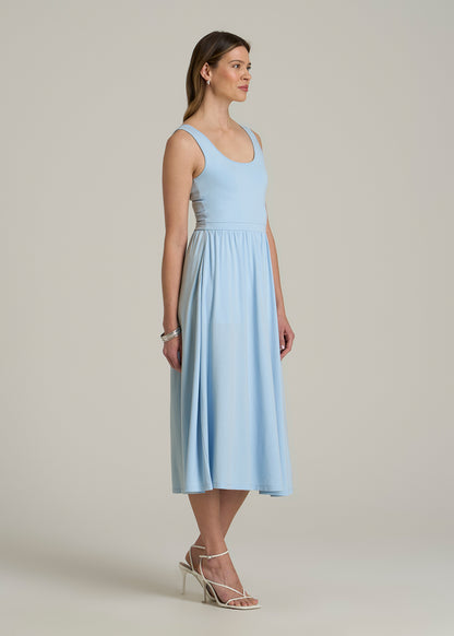 Jersey Tank Dress with Pockets for Tall Women in Ice Blue