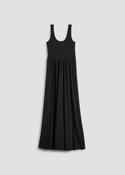 Jersey Tank Maxi Dress with Pockets for Tall Women in Black