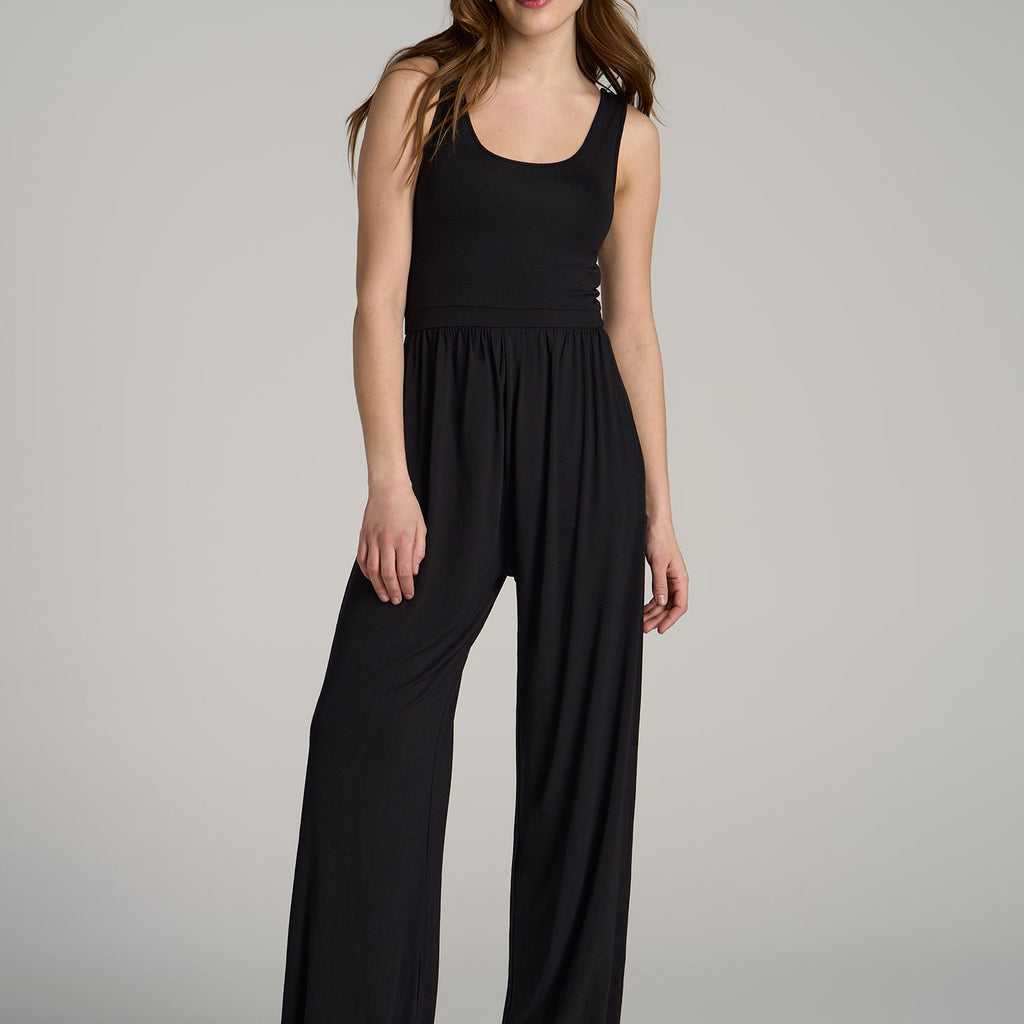 Jersey Tank Wide Leg Tall Women's Jumpsuit with Pockets American