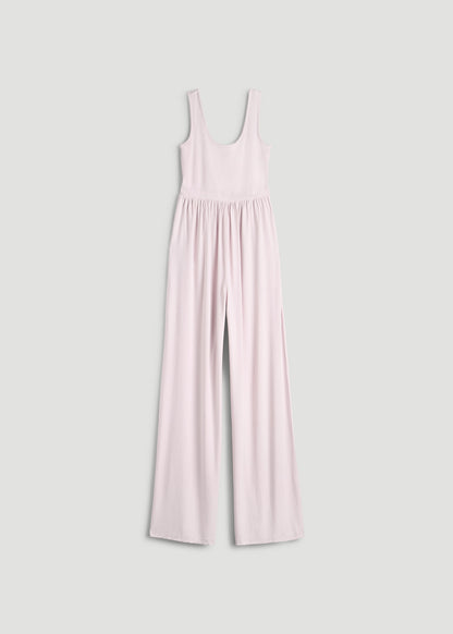 Jersey Tank wide leg jumpsuit with pockets for Tall Women in Grey Lilac