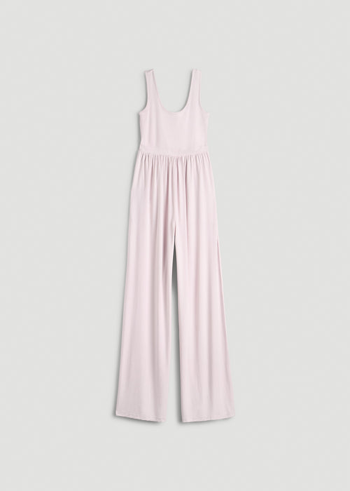 Jersey Tank wide leg jumpsuit with pockets for Tall Women in Grey Lilac
