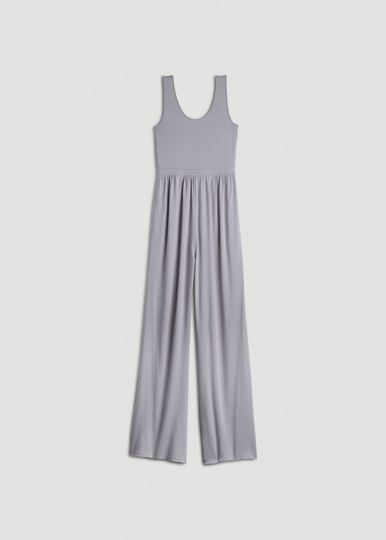 Jersey Tank Wide-Leg Jumpsuit with Pockets for Tall Women in Pebble Grey