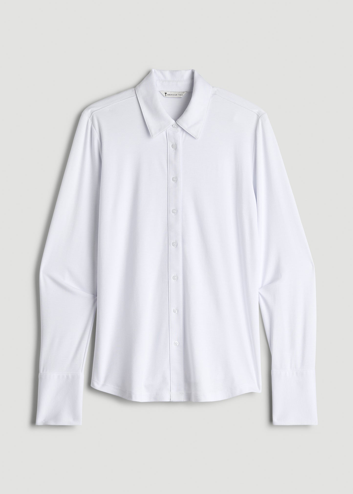 Slub Knit Button Up Women's Tall Shirt in Bright White