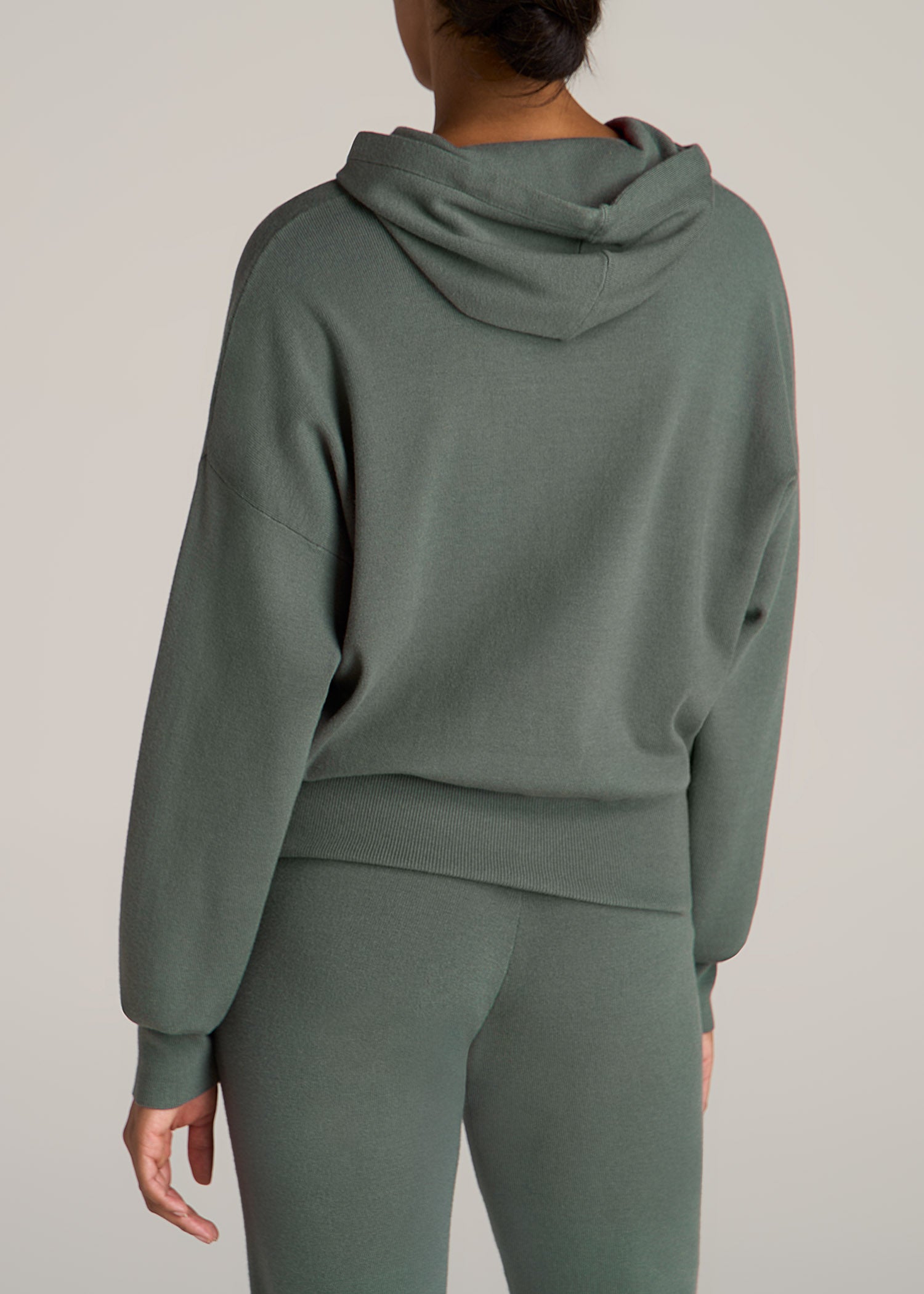 Classic Lounge Cropped Zip Through Hoodie | Sage