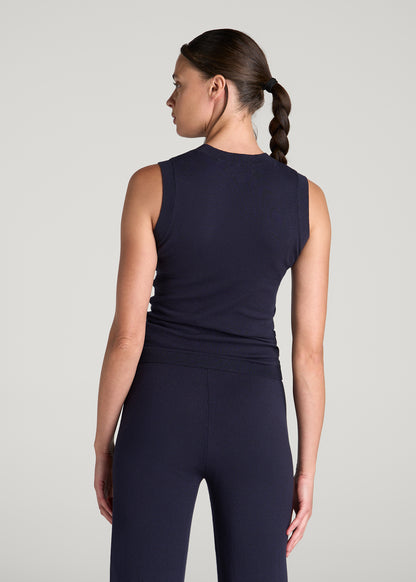 Knit Lounge Tank for Tall Women in Royal Navy