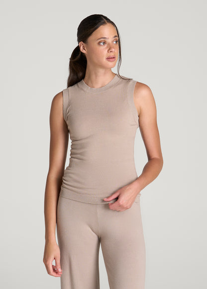 Knit Lounge Tank for Tall Women in Simply Taupe
